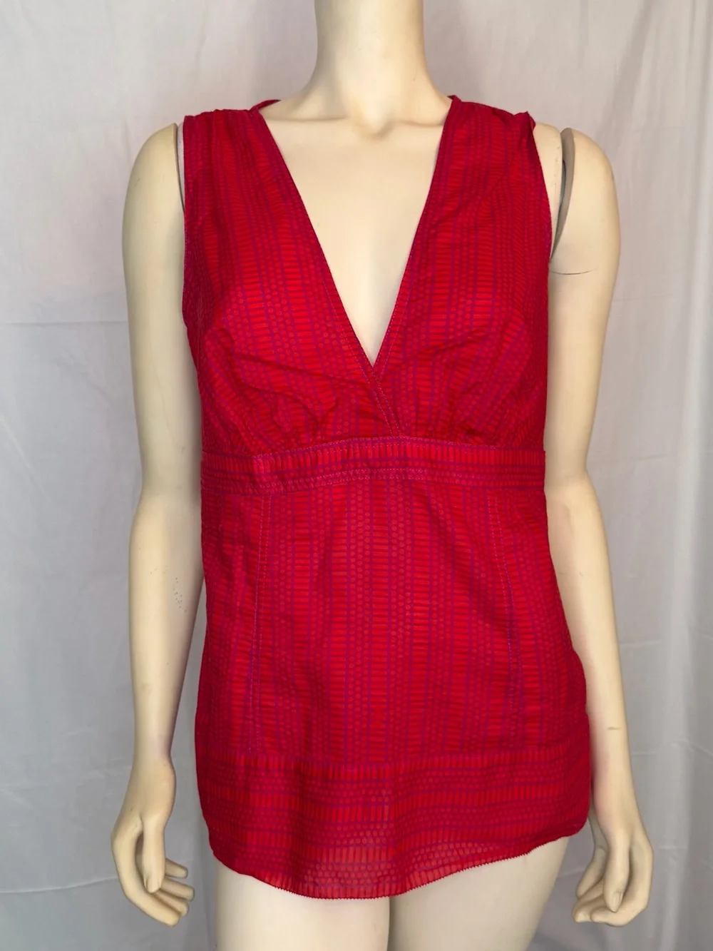 Tory Burch Vibrant Red and Pink Patterned Tunic